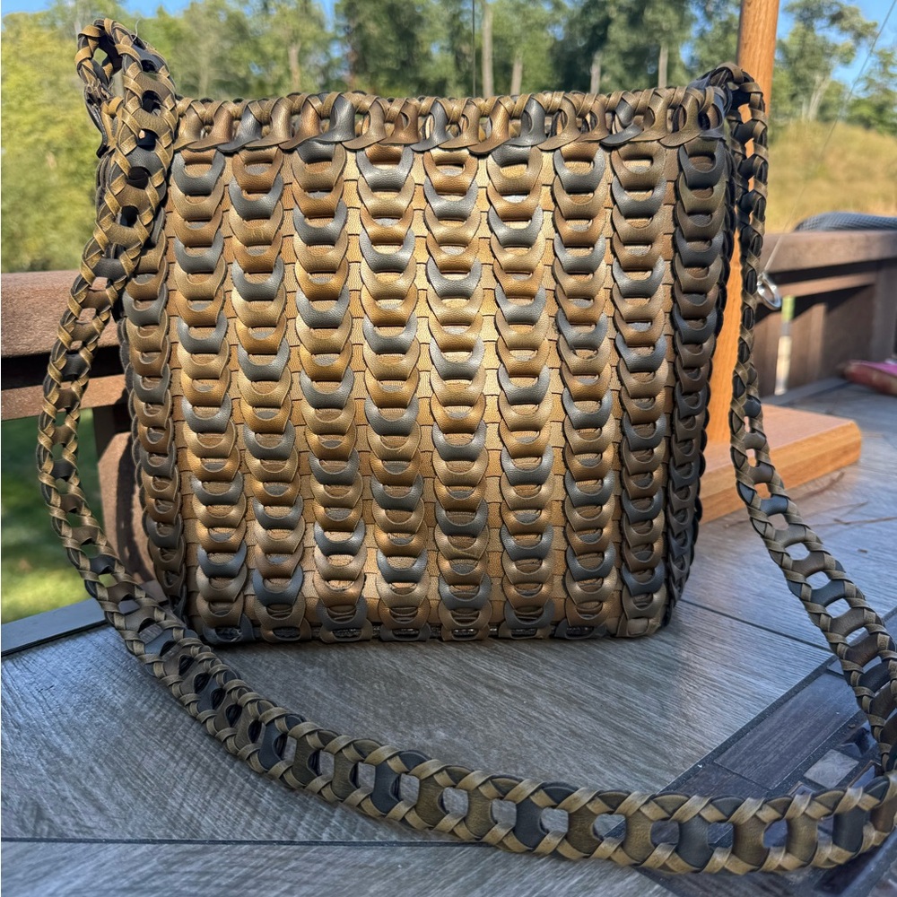 EUC! Marc Chantal Luxury Designer Hand Woven Leather Crossbody Bag - Picture 4 of 11